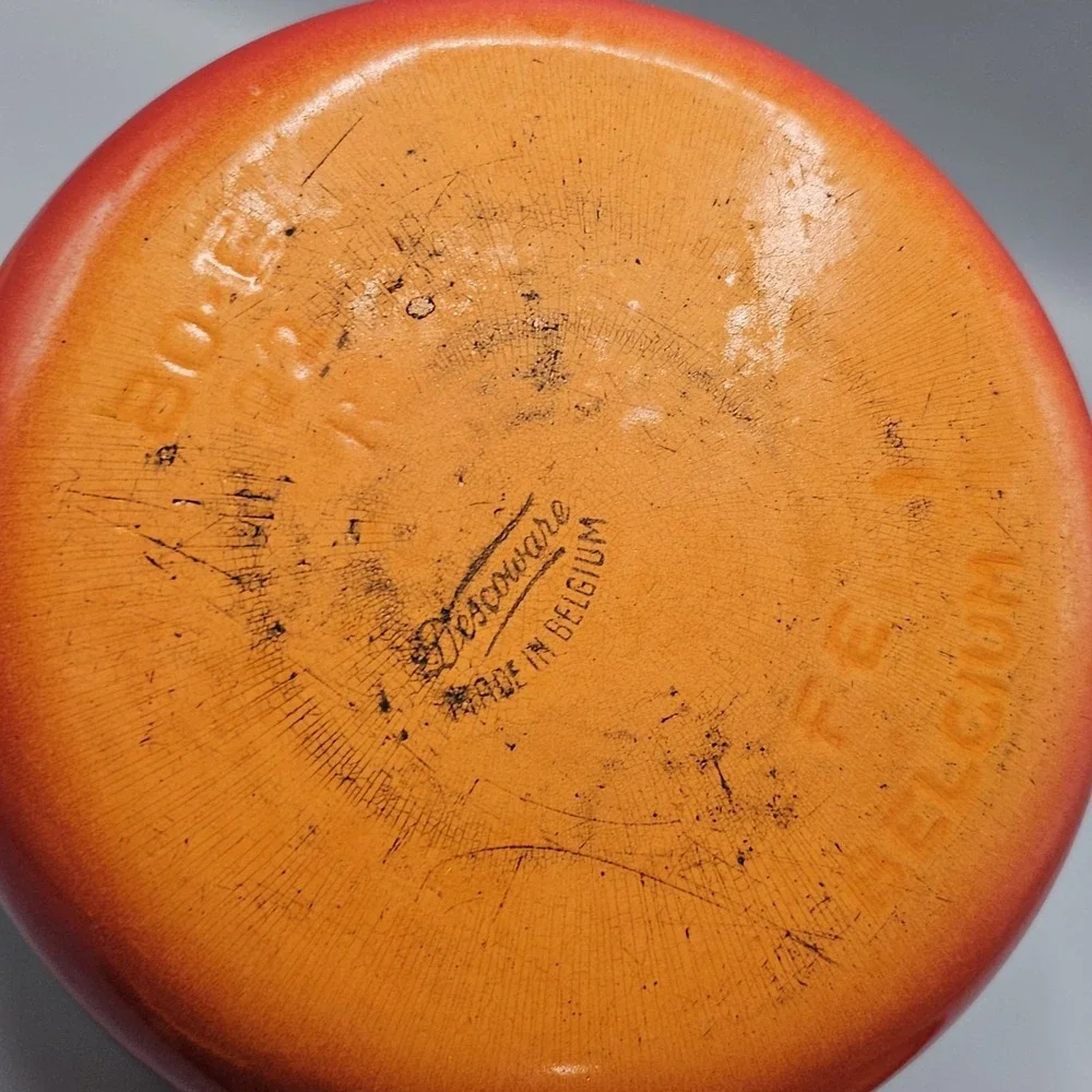 Vintage Orange Flame Descoware FE-18‎ Sauce Pan 3 QT With Lid Belgium